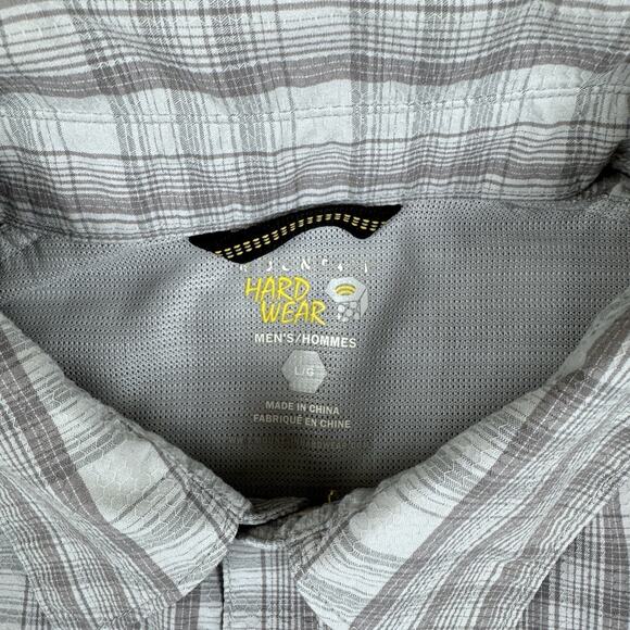 Mountain Hardwear Button Up Shirt Men’s Large Gray Wicking Vented Hiking Plaid - Picture 2 of 7